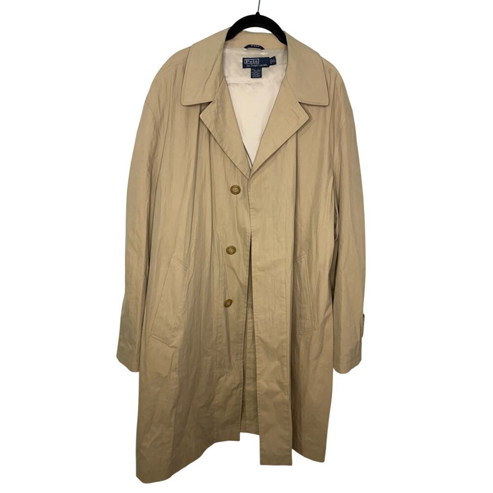 Vintage Polo Ralph Lauren Trench Coat Men's Size XL Beige Khaki Classy Preppy